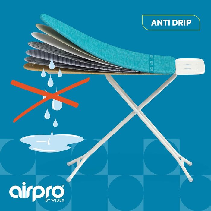 Чохол для прасувальної дошки Airpro By Widex 6-шаровий, для парової праски, розмір L (до 120x42 см), швидке прасування, без води під дошкою, льон, вироблено в Європі