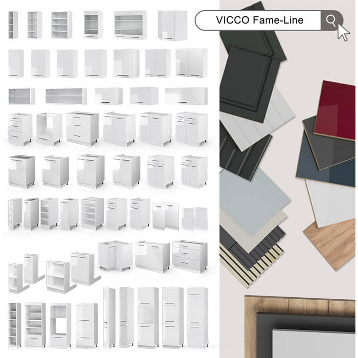 Кухонна нижня шафа Vicco Fame-Line Зелений-Золото, стиль кантрі, 50 см (без стільниці), модульна система