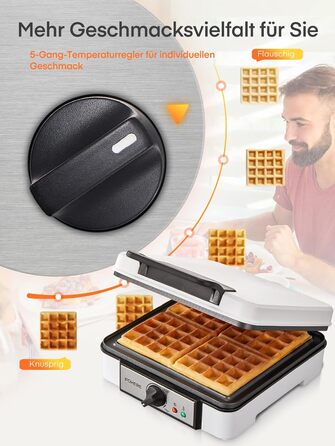 Вафельниця-гриль FOHERE XL 1200 Вт, електрична, антипригарна, для приготування вафель і паніні