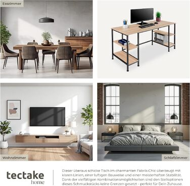 Письмовий стіл tectake Industrial 80x65.5x130.5 см з полицями, висувною полицею для клавіатури та шухлядою - Sonoma Oak (Світле дерево)