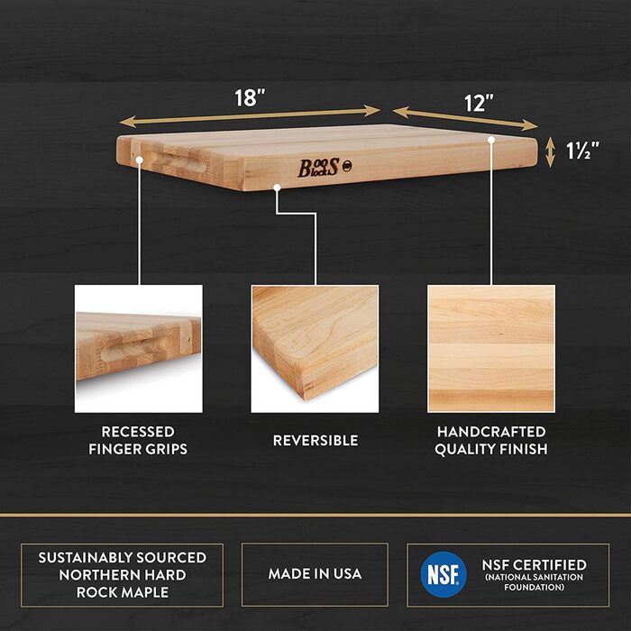 Дошка для нарізання Boos Block PRO R, масив клена, 46x31x4 см