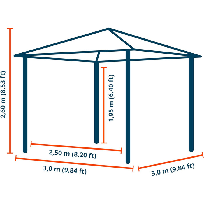 Пергола Gartenpavillon Polycarbonat 3x3 м, бежева, з 4 боковинами та москітними сітками