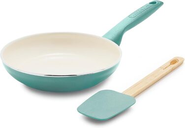 GreenPan Rio: Сковорода з керамічним покриттям та лопаткою, 20.3 см, антипригарна, без PFAS, для приготування сніданку, посудомийна, термостійка, блакитна