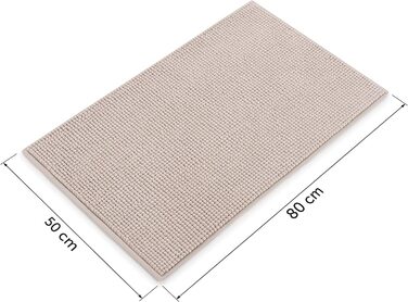 Килимок для ванної Blumtal 50x80 см, високий ворс, бежевий, сертифікат Oeko-TEX, антиковзкий, праний, килим для ванної кімнати