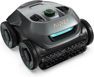 Робот для басейну AIPER: очищення дна та стін, Quad-двигун, WavePath, 3 режими, підйом на стіни, акумуляторний, бездротовий, для басейнів до 150㎡, сірий