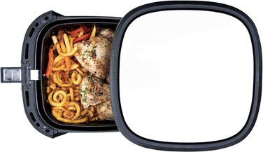 Аерофритюрниця Gastronoma 6 л XXL з нержавіючої сталі, цифровий LED-дисплей, 8 програм, 1800 Вт, без олії, чорна