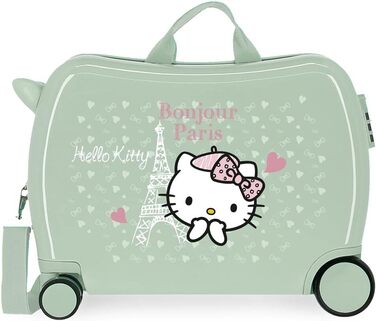 Дитяча валіза Hello Kitty Paris Green, 50x39x20 см, ABS, кодовий замок, 34 л, 1,8 кг, 4 колеса, ручна поклажа