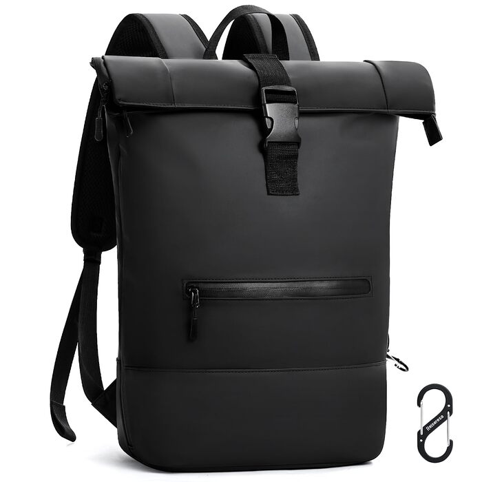Водонепроникний рюкзак Rolltop для ноутбука, унісекс (чоловічий та жіночий), чорний, розмір L