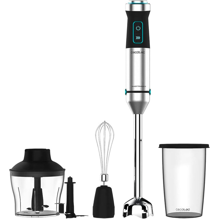 Блендер Cecotec Stabmixer Power TitanBlack 1500 XL Cream&Crush - 1500 Вт, технологія CrossBlades, титанове покриття, 4 аксесуари