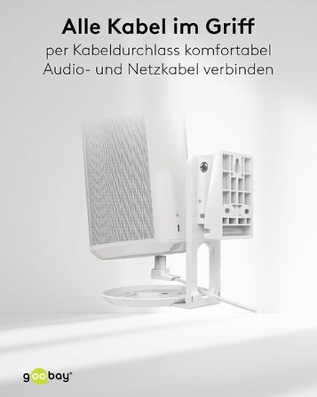 Стійка для колонок Goobay 71 см, біла, для Sonos Era 100, вантажність 5 кг, з кабельним менеджментом