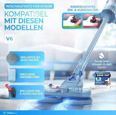 Насадка для вологого прибирання Dyson (V6) - електричний віник-пилосос, моп з резервуаром для води, 8 змінних мопів