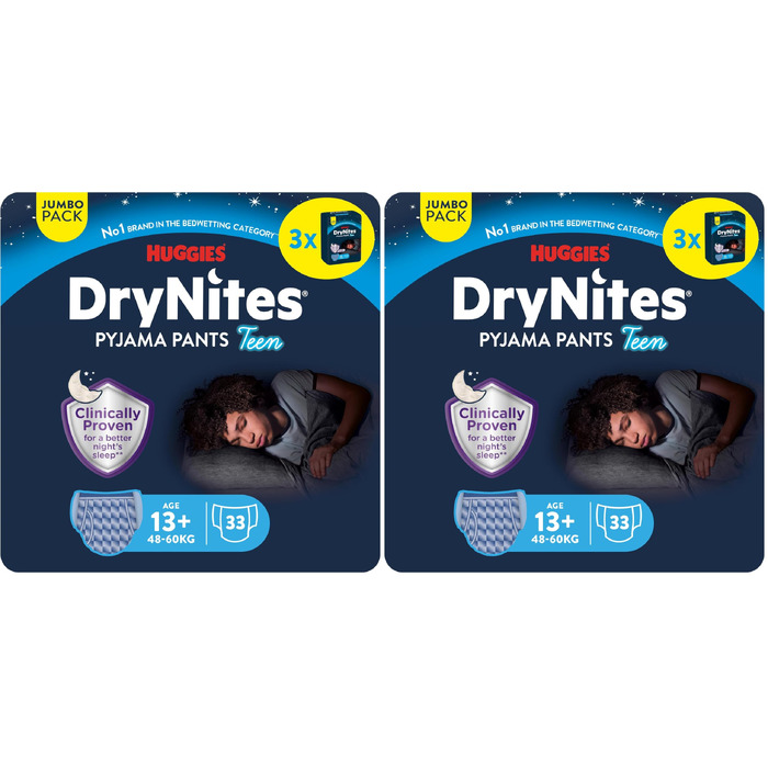 Нічні підгузки-труси Huggies DryNites для хлопчиків 13-17 років (48-60 кг), XL, 33 шт (3x11), Jumbo-пакування