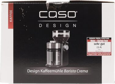 Електрична кавомолка CASO Barista Crema з регулюванням помелу, професійний дисковий механізм, потужність 150 Вт, для зернової кави