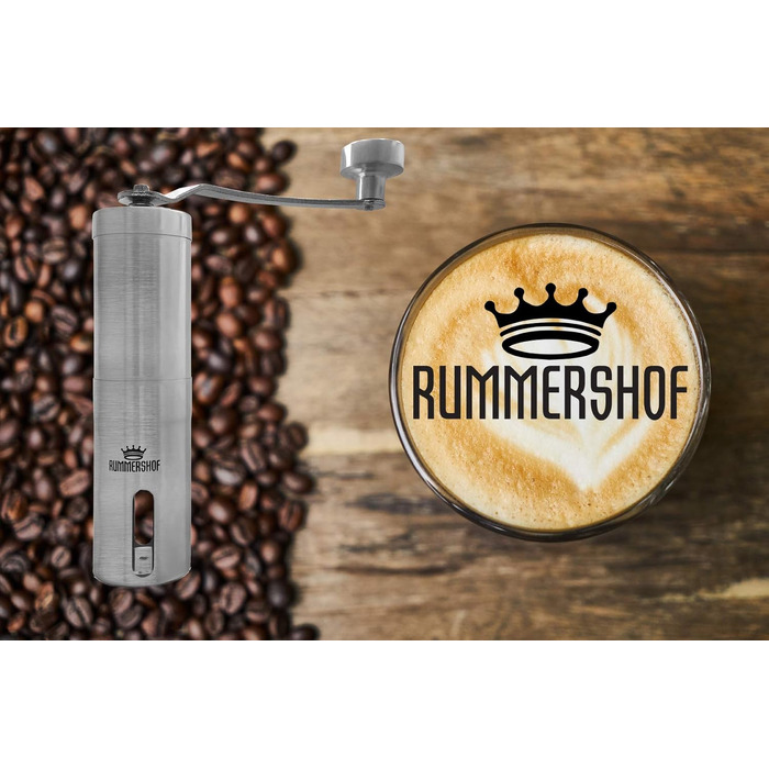 Кавомолка ручна з керамічними жорнами Kaffeemühle 2.0 - Еспресо-кавомолка з нержавіючої сталі + щітка та мішок для збору кави. Точне регулювання помелу.