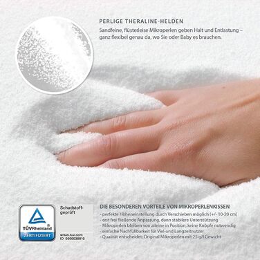 Подушка для годування та вагітних Theraline Original 190 см з чохлом з 100% бавовни, наповнювач - мікроперлини, анатомічна, безпечна, сірі листя