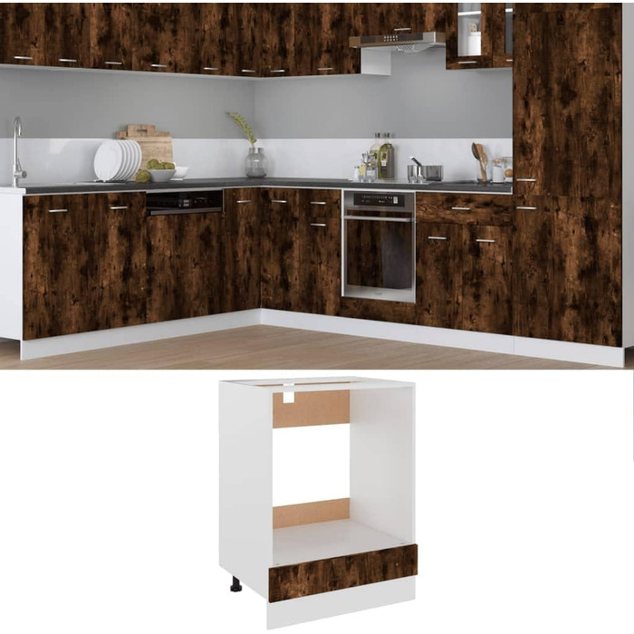 vidaXL Кухонна тумба під духову шафу, димчастий дуб, 60x46x81,5 см, ДСП