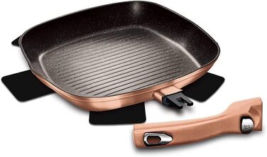 Гранітна сковорода-гриль 28 см з знімною ручкою Berlinger Haus Metallic Rose Gold