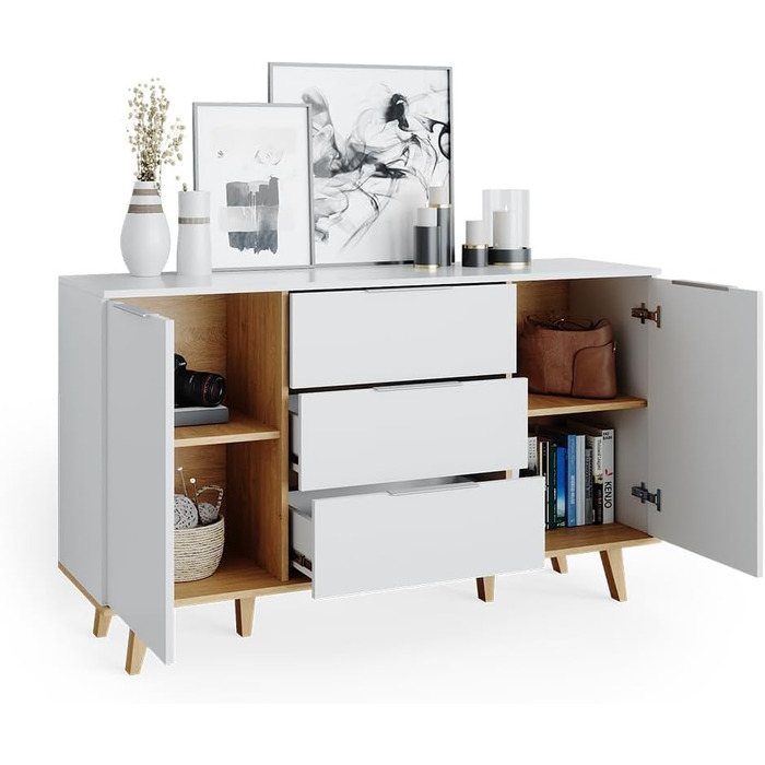Комод Vicco Nautica білий/антрацит, 138x82 см, 3 шухляди