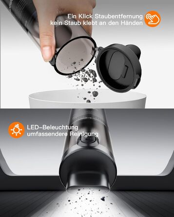 tomons ручний пилосос 14000PA, бездротовий з LED-підсвіткою, 3-в-1 автомобільний пилосос з HEPA-фільтрацією для дому, авто та вулиці