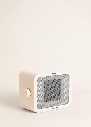 Керамічний обігрівач CREATE/WARM BOX, білий, 1500 Вт, портативний, з термостатом, 2 режими потужності, PTC-нагрів, захист від перегріву