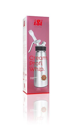 Сифон для вершків iSi Cream Profi Whip 0,5 л з нержавіючої сталі, для збивання вершків, професійний, під капсули iSi, для холодних страв, можна мити в посудомийці
