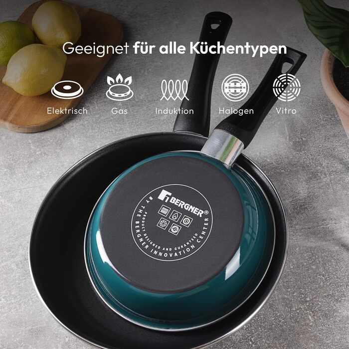 Набір сковорідок BERGNER Classique 20 і 26 см, алюміній, антипригарне покриття, для всіх плит, PFOA-free, зелений