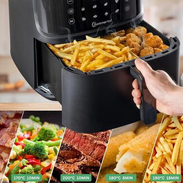 Аерофритюрниця з подвійною камерою Sommertal HF DUAL 900, 9 л, 2850 Вт, з функцією сушіння, сенсорним дисплеєм та 6 програмами, BPA-free