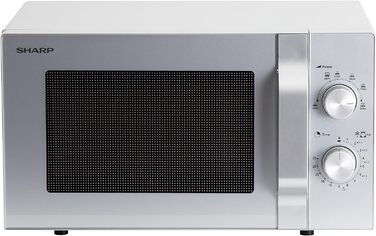 Мікрохвильова піч Sharp R204S, 20 л, 800 Вт, 6 режимів, срібляста, таймер, розморожування за вагою, скляний піддон 24,5 см