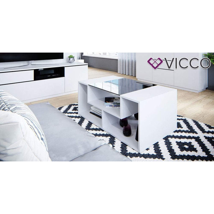 Журнальний стіл Vicco Gabriel, білий/чорний, 100x42 см