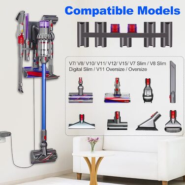 Кріплення для пилососа Dyson BellaGesundheit, настінна док-станція для моделей V7, V8, V10, V11, V15, V7 Slim, V8 Slim, V12 Slim, V11 Outsize, Digital Slim, Outsize, універсальна підставка-утримувач аксесуарів