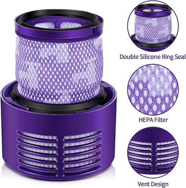 HEPA-фільтр Morpilot для пилососа Dyson V10 SV12 Cyclone Animal Absolute, миючий змінний фільтр 2 шт. з щіткою та серветкою, сумісний з DY-969082-01