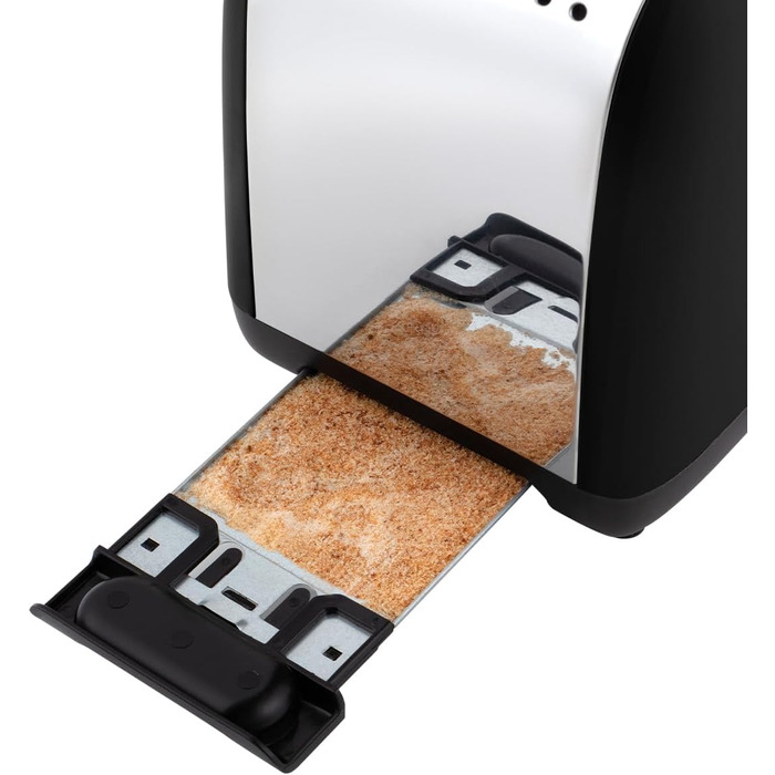 Тостер Russell Hobbs Colours Plus Edelstahl на 2 тости, чорний - з підставкою для булочок, 6 режимів підсмажування, розморожування, функція Lift & Look, 1600 Вт