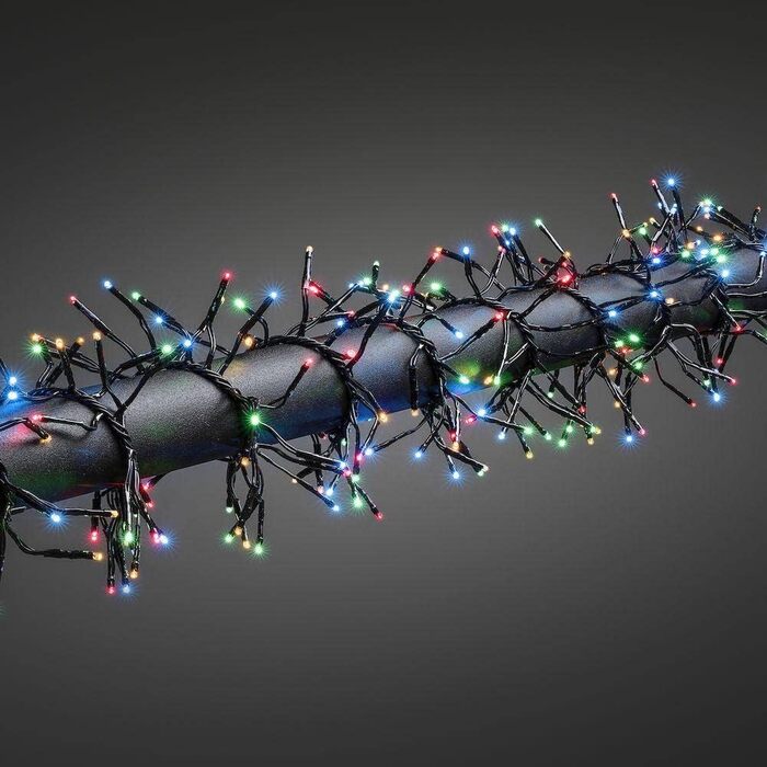 Гірлянда Konstsmide Micro LED Cluster з 8 режимами, 364 кольорові діоди, зовнішній трансформатор 36V, чорний кабель, пам'ять, для вулиці та дому