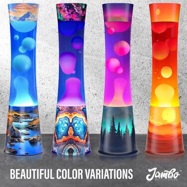 Рідка лампа-нічник Jambo Amber Crystal Decal Liquid Motion Lamp з ефектом бурління (фіолетова рідина, жовтий віск), 39 см