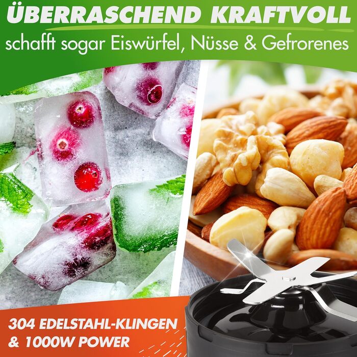 Блендер для смузі NutriBlender Smoothie-Maker 1000 Вт з авто-функцією Auto-IQ, 2 стакани, ніж, кришки, без BPA + Книга рецептів