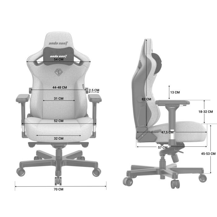 Крісло ігрове Anda Seat Kaiser 3 Grey Fabric Size L