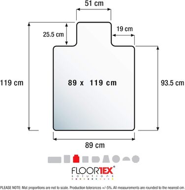 Захисний килимок для підлоги Floortex, полікарбонат, прозорий, 119x89 см
