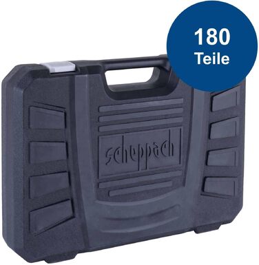 Набір інструментів Scheppach TB180 у кейсі, торцеві ключі та оснащення, 180 предметів