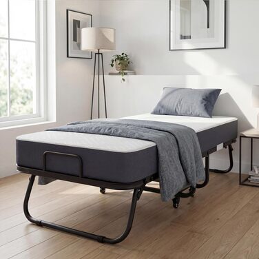 Розкладне ліжко для дорослих 90x200 см з матрацом Memory Foam (13 см), посилений металевий каркас, витримує до 250 кг