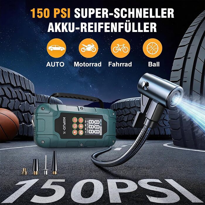 Пусковий пристрій (бустер) 7000A з компресором для автомобіля 12V, Powerbank, колір A-Зелений