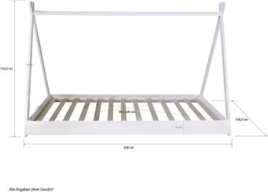 Дитяче ліжко Homestyle4u 90x200 см, біле/сіре, зірки, будиночок, типі, з ламелями, дерев'яне