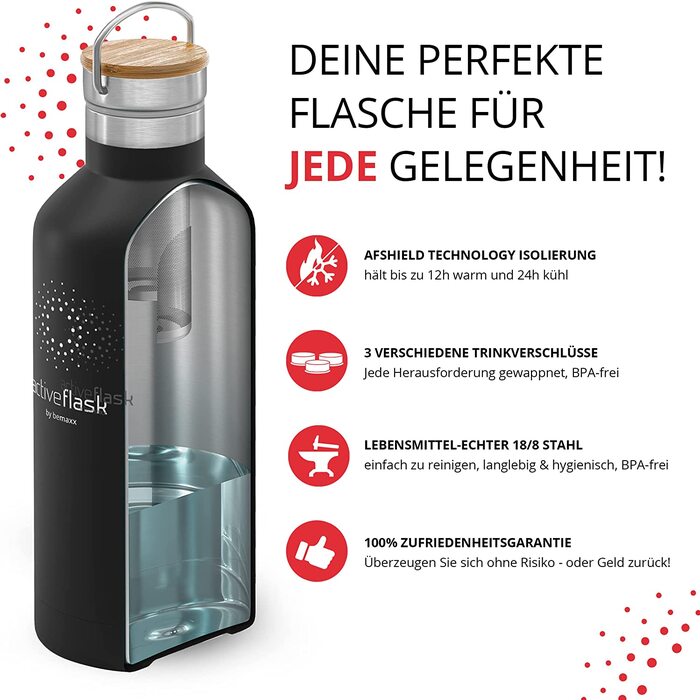 Термос-бутилка з нержавіючої сталі ACTIVE FLASK з трубочкою, 3 кришки, BPA-free, герметична, підходить для газованої води, спортивна фляга для води, термос для велосипеда, дітей, чаю