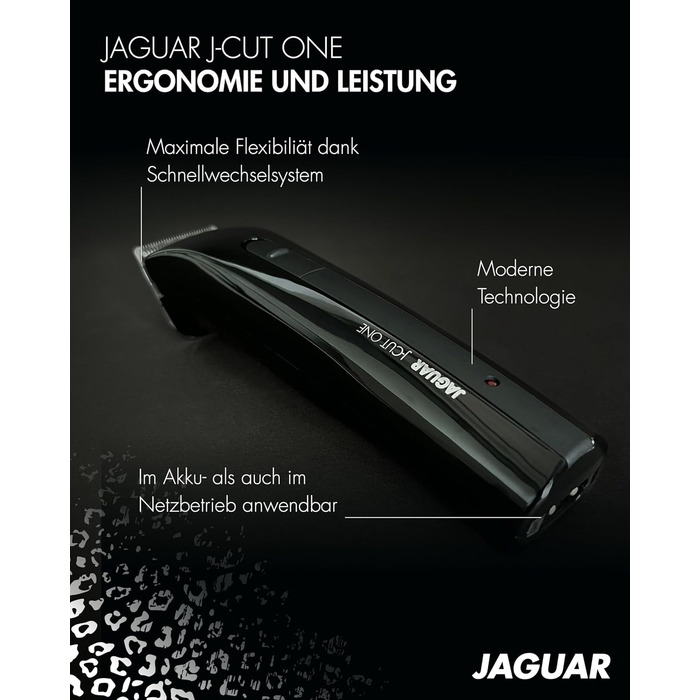 Професійна машинка для стрижки JAGUAR J-CUT One, акумуляторна та мережева, з насадками для 4 довжин і швидким монтажем