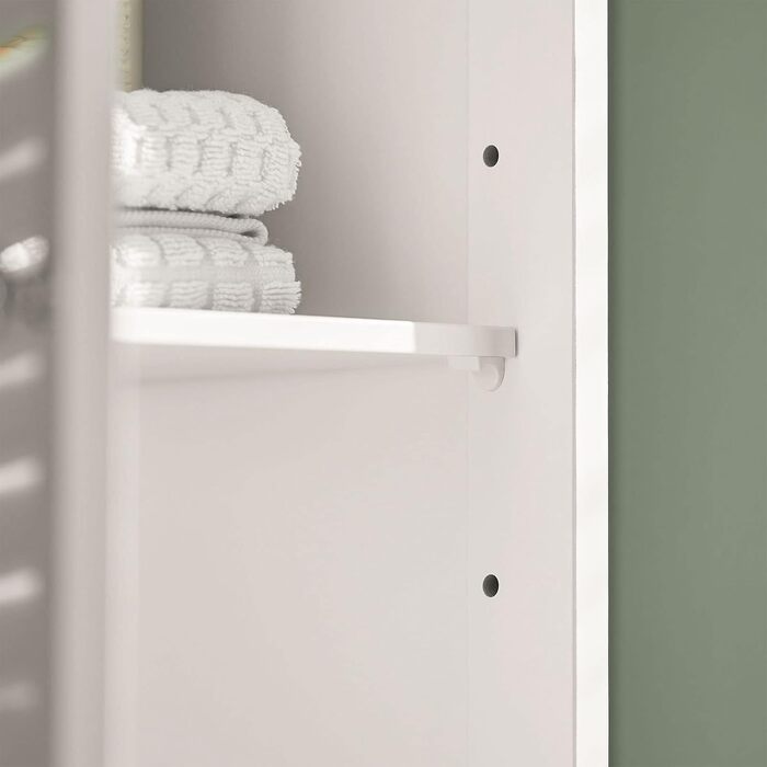 SoBuy FRG236-W Високий шафа для ванної кімнати, білий, 32x170x30 см, з відкритою полицею, шухлядою та дверцятами