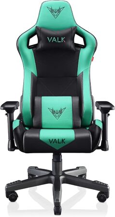 Ігровий крісло VALK Gaia з дихаючою оббивкою, ергономічний офісний крісло, кут нахилу 160º, 4D підлокітники, газліфт Класу 4, професійне геймерське крісло (Aqua Menthe, штучна шкіра)