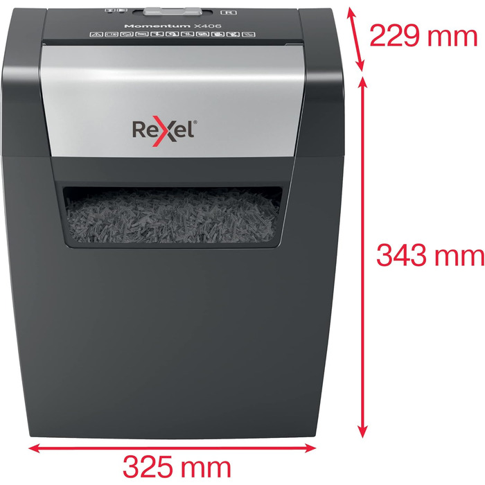 Шредер Rexel Momentum X308: безпечний знищення документів, P3, 9 A4, 15л, чорний