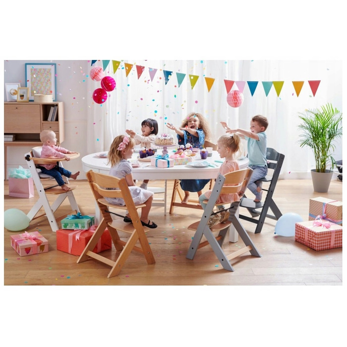 Дерев'яний стільчик для годування Kinderkraft, сірий, з регулюванням