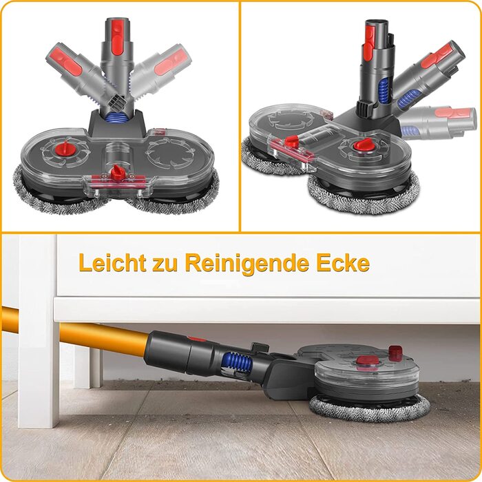 Електрична насадка для миття підлоги RUKHOOL для пилососів Dyson V7/V8/V10/V11/V15 з 8 серветками та резервуаром для води