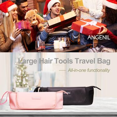 Термостійкий органайзер ANGENIL 2 в 1 для плойки, прасування та фену, дорожня сумка для зберігання інструментів для волосся, велика місткість, чорний