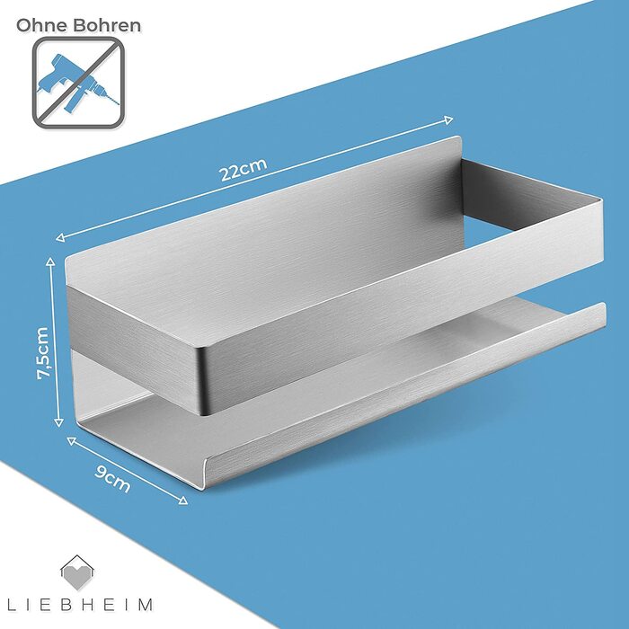 Полиця для душу  Liebheim 9х22х7,5 см матова сталь